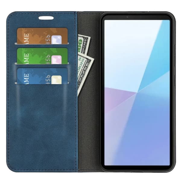 Sony Xperia 10 VII Plånboksfodral Skin Touch - Blå Blå