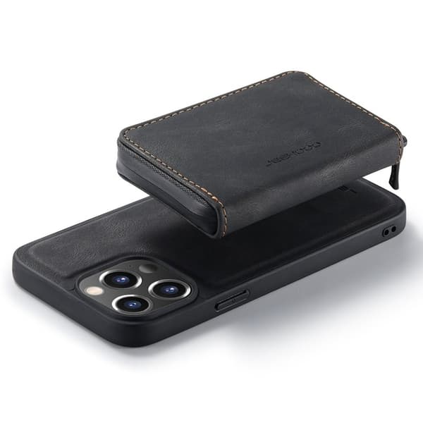 JEEHOOD Mobilskal till iPhone 14 Pro Max Shockproof KonstLäder Svart