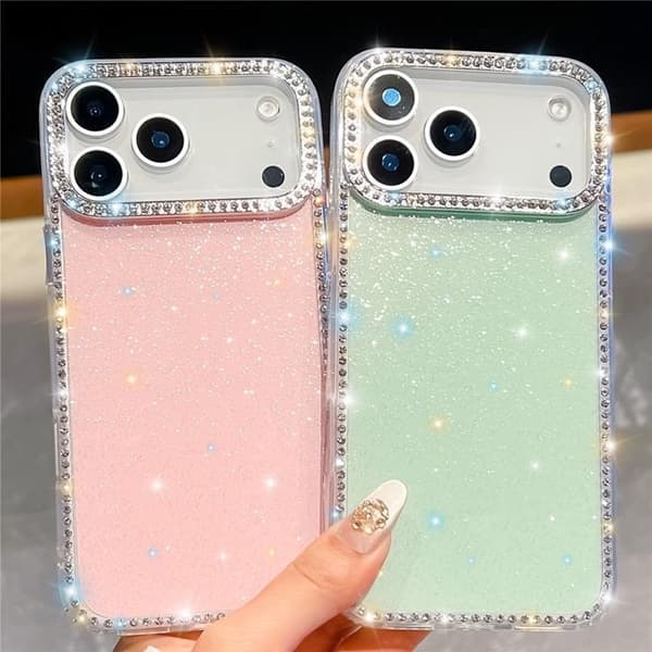 Mobilskal till iPhone 17 Pro Max Rhinestone Edge -Glitter Vit Vit