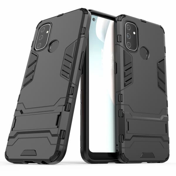 Kick-Stand Telefontaske til Oneplus Nord N100 - Sort Black