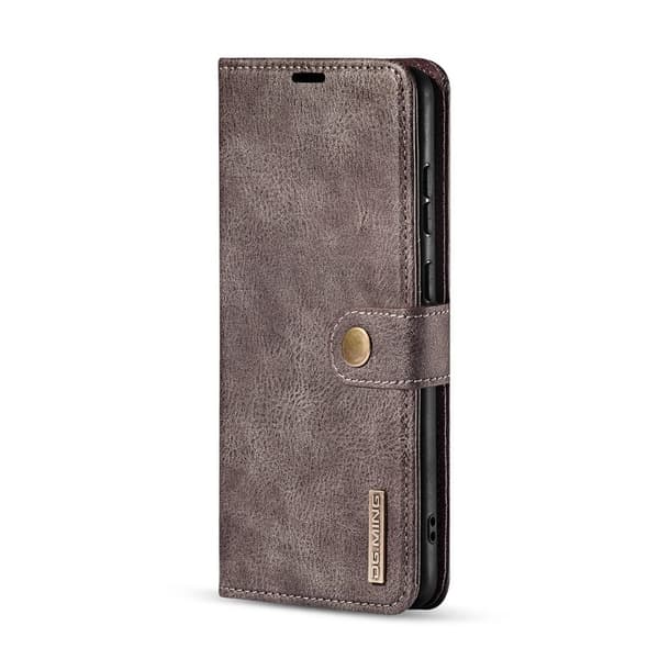 DG.MING Detachable 2-in-1 Plånboksfodral Äkta Läder för Samsung Galaxy S20 - Grå