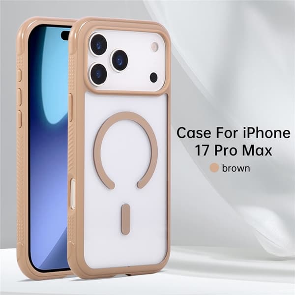 Mobilskal till iPhone 17 Pro Max MagSafe TPU+PC Transparent - Brun Beige