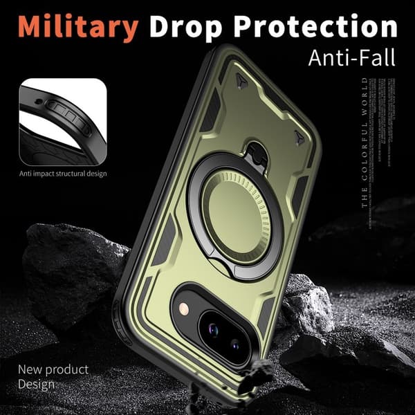 Mobilskal till Google Pixel 9a Plast Militärskydd Kickstand - Olivgrön