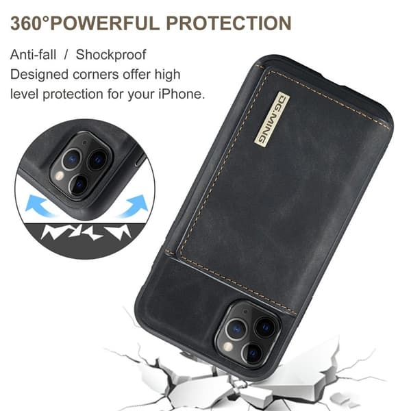 DG.MING M1 Wallet Mobilskal med Kickstand för iPhone 11 Pro - Svart