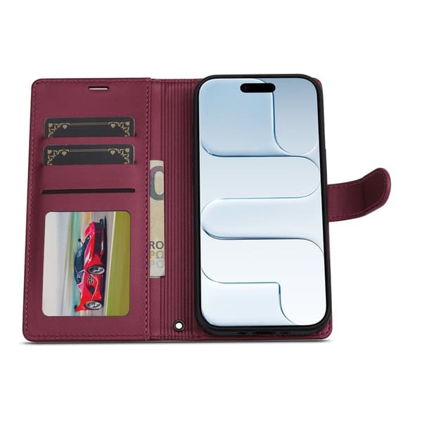 LC.IMEEKE L2 Series iPhone Air Plånboksfodral Konstläder - Röd