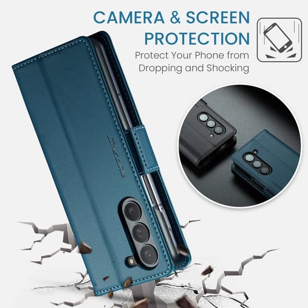 CASEME Plånboksfodral Konstläder för Samsung Galaxy Z Fold5 5G - Blå