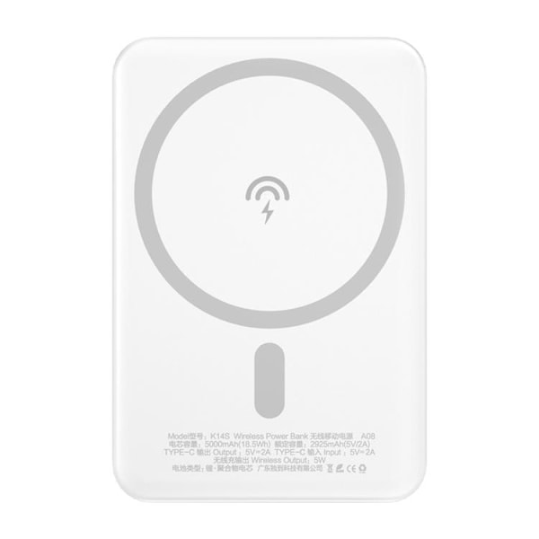 Dudao Magsafe Trådlös Powerbank 5W 5000mAh - Vit Vit