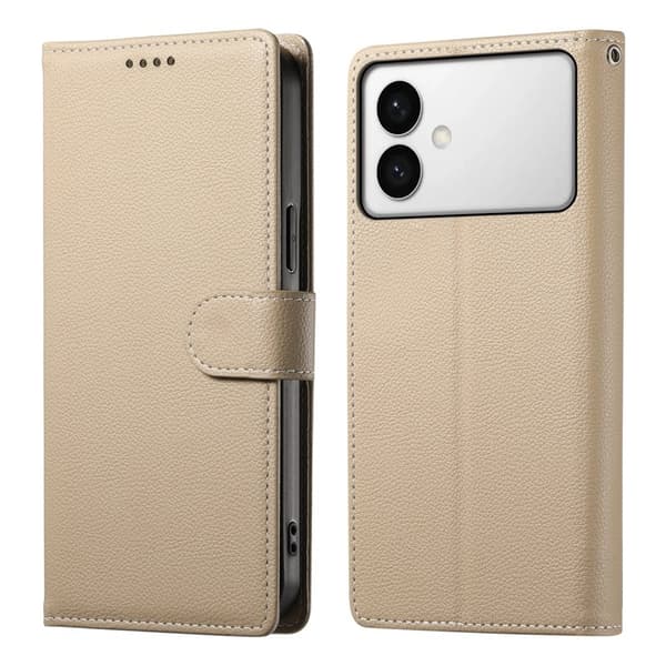 LITCHI Samsung Galaxy S26 Edge Plånboksfodral Konstläder - Aprikos