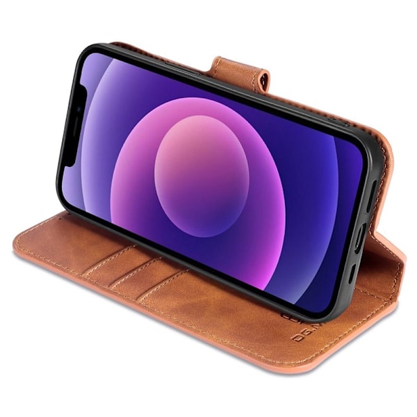 DG.MING iPhone 14 Plus Plånboksfodral Retro Stil Konstläder Brun