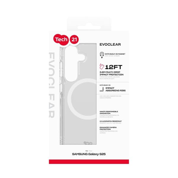 Tech21 Evo Clear Magnet Samsung Galaxy S25 Transparent