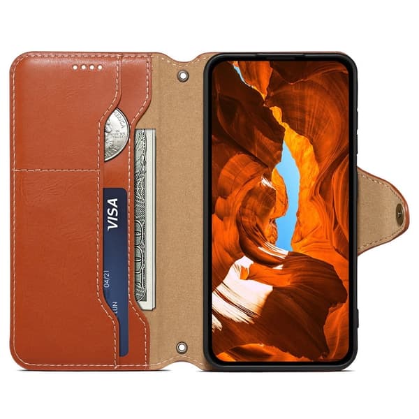 DENIOR iPhone X / XS Plånboksfodral Konstläder Kortfack - Brun