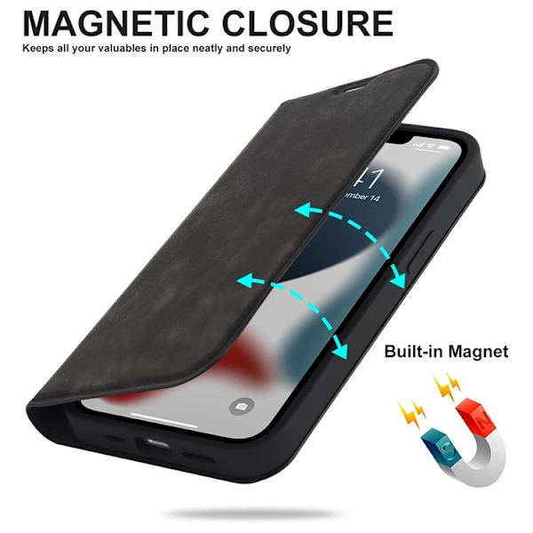 iPhone 14 Plus Plånboksfodral Magsafe RFID - Svart Svart