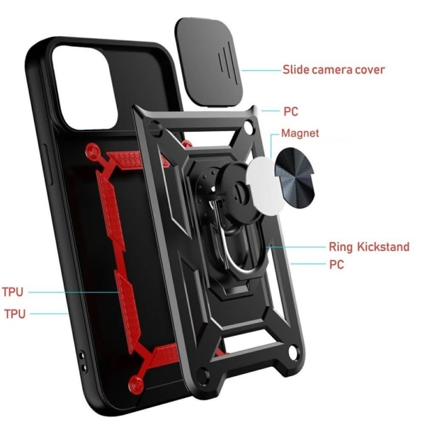 Camshield Mobilskal med Ringhållare iPhone 13 Pro Max - Svart Svart