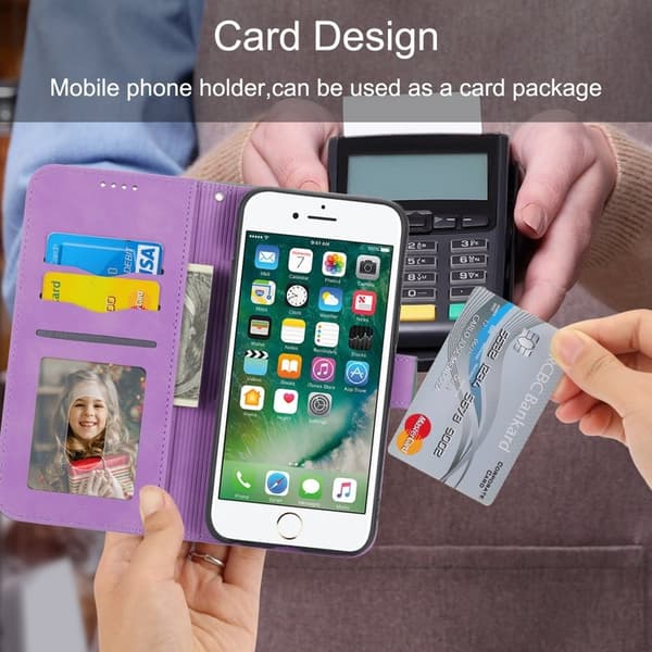 DIERFENG DF-03 Plånboksfodral för iPhone 7/8/SE (2020/2022) - Konstläder - Lila