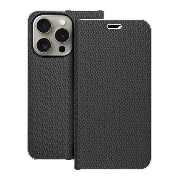iPhone 16 Pro Max Plånboksfodral Luna Carbon - Svart Svart