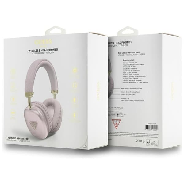 Guess Over-Ear Hörlurar Bluetooth 5.3 Metallic Triangle Logo Rosa