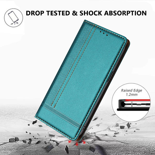 OnePlus 15 Plånboksfodral L-Shaped Grid Pattern Konstläder Grön