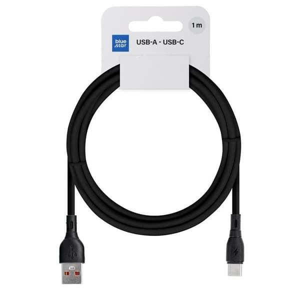 Blue Star USB-A - USB-C 3A Kabel 1m ECO - Svart Svart