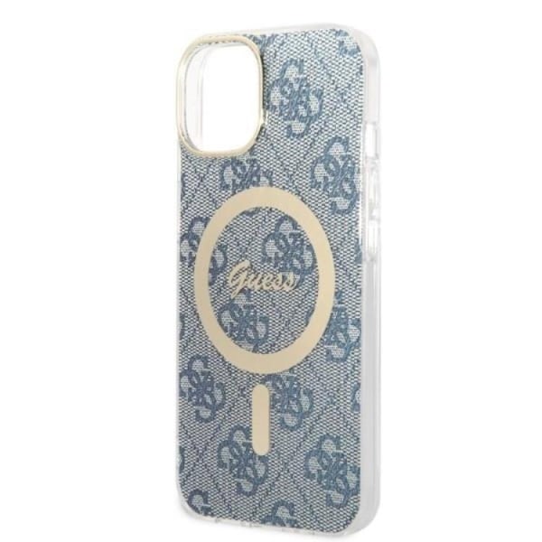 GUESS iPhone 14 Magsafe Skal Print + Trådlös Laddare - Blå
