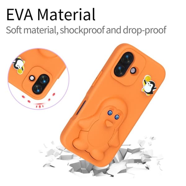 Penguin Mobilskal till iPhone 17 Kickstand Stöttålig EVA - Orange