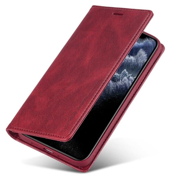 LC.IMEEKE iPhone 11 Pro Max Plånboksfodral Konstläder - Röd