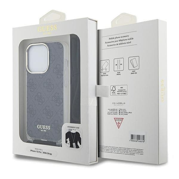 Guess iPhone 15 Pro -puhelinkaulakoru 4G Print - Musta Black
