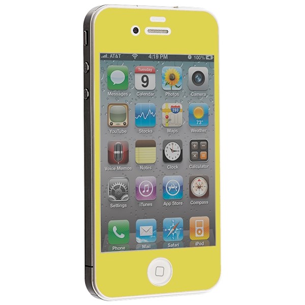 Colored Härdat Glas Skärmskydd till Apple iPhone 4 / 4S - Gul Gul
