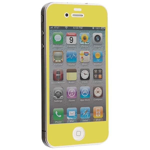 Colored Härdat Glas Skärmskydd till Apple iPhone 4 / 4S - Gul Yellow