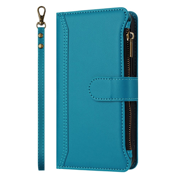 iPhone 17 Pro Plånboksfodral Zipper Med Rem - Blå Blå