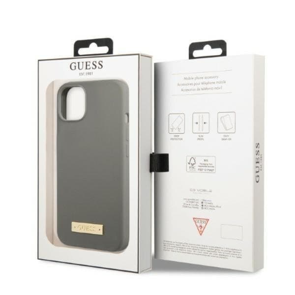Guess iPhone 13 Mini Skal MagSafe Silicone Logo Plate - Harmaa Grå