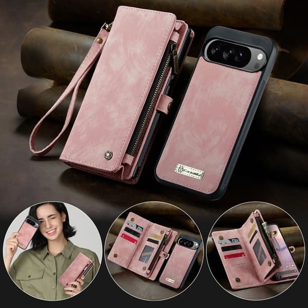 CASEME 008 Plånboksfodral till Google Pixel 10 Pro XL Konstläder - Rosa