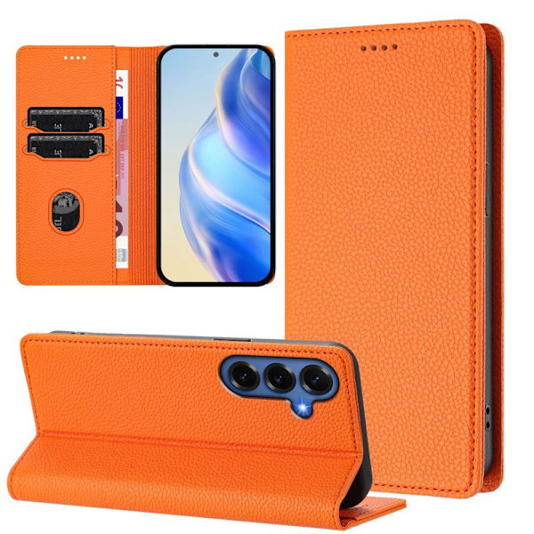 Plånboksfodral för Samsung Galaxy S26 Plus RFID Blocking Konstläder - Orange