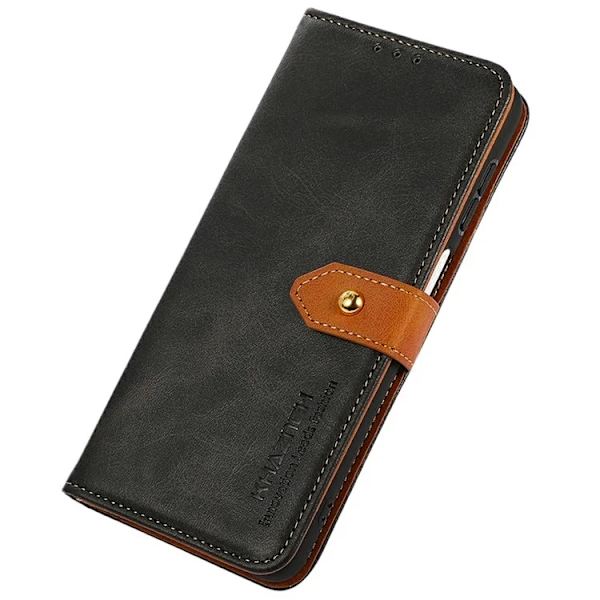 KHAZNEH iPhone 17 Pro Max Plånboksfodral Läder Stativ Svart