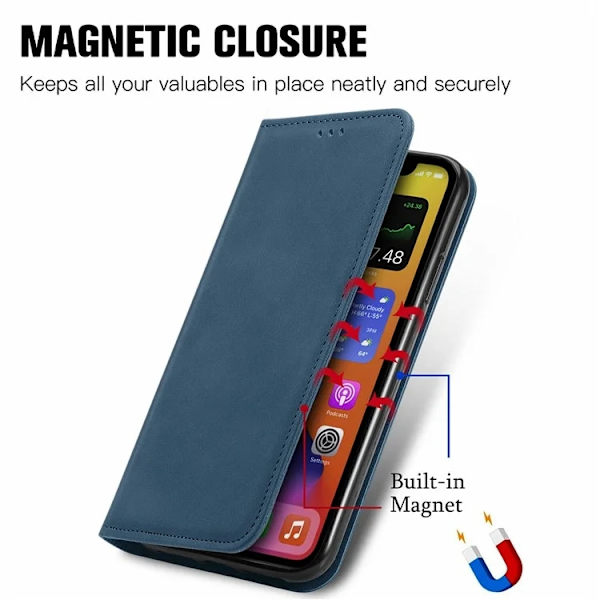 Google Pixel 10/10 Pro Konstläder Plånboksfodral Magnetic Absorption - Blå Blå