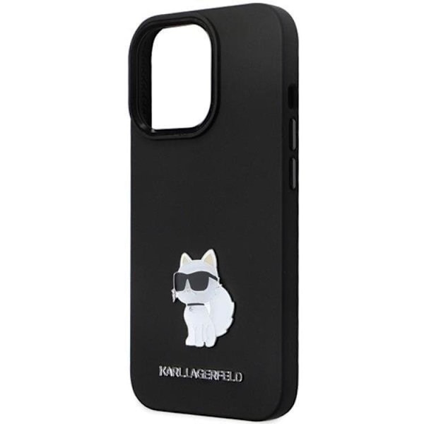 KARL LAGERFELD iPhone 14 Pro Max Mobilskal Silikon C Metal Pin Svart