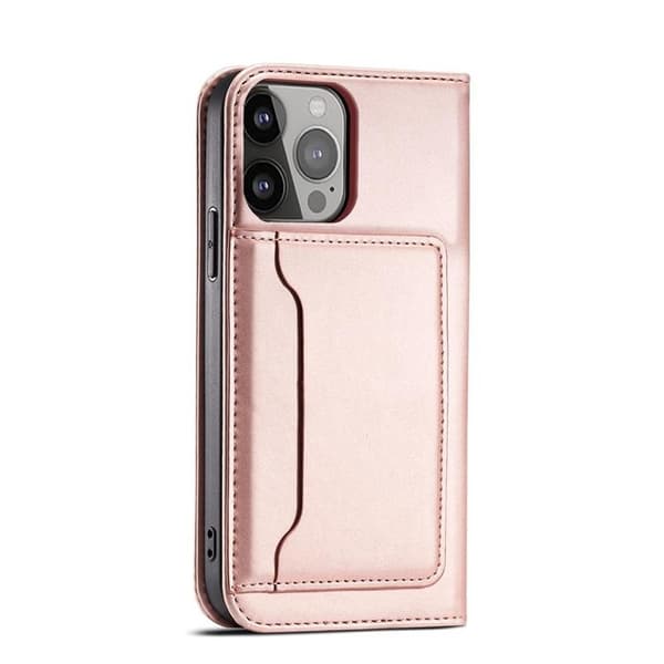 iPhone 12 Pro Lompakkokotelo Magneettiteline - Pinkki Rosa