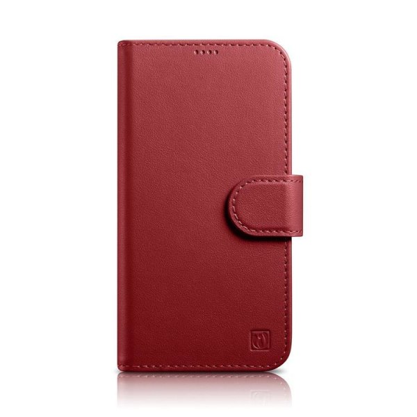 iCarer iPhone 14 Plånboksfodral 2in1 Äkta Läder - Röd