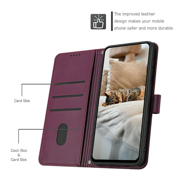Plånboksfodral för Samsung Galaxy S26 Plus Konstläder - Vinröd