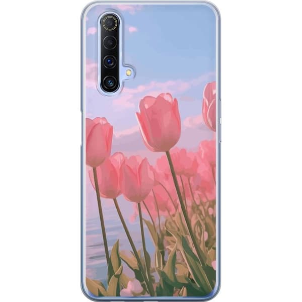 Mobilcover til Realme X50 5G med lyserøde tulipaner