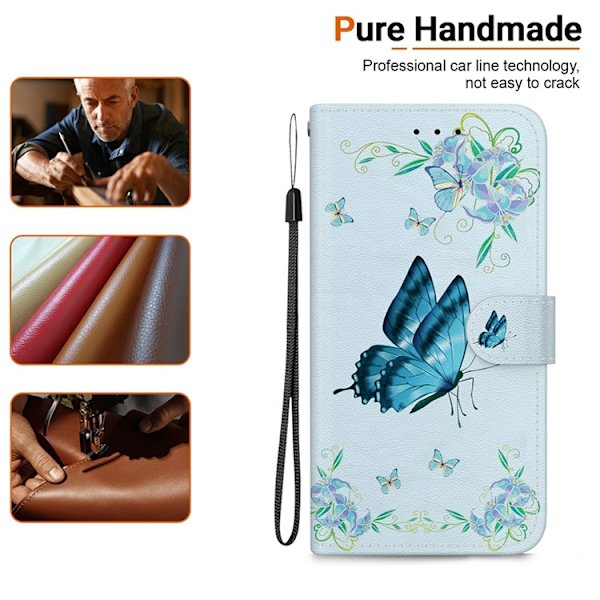 Sony Xperia 1 VII Konstläder Plånboksfodral Pattern Printing - Butterfly Blå
