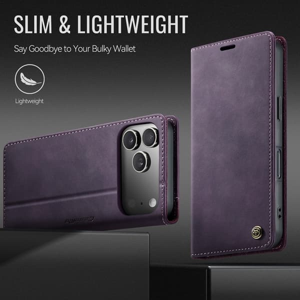 Caseme iPhone 17 Pro Max Plånboksfodral RFID-Skydd 033 Lila