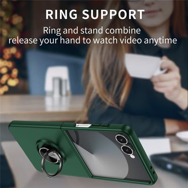 Mobilskal till Galaxy Z Flip 7 5G Rotatable Ring Kickstand Grön