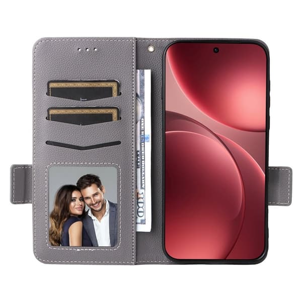 Oppo Find X9 Pro 5G Plånboksfodral Konstläder - Grå