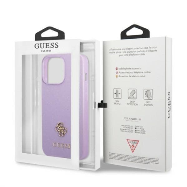 Guess Mobilskal till iPhone 13 Pro Saffiano Small Metall Logo Rosa
