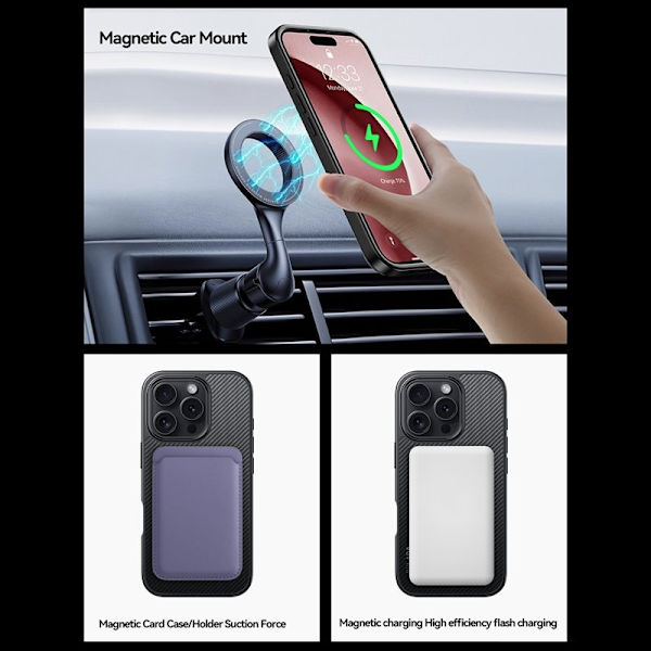 SULADA Mobilskal till iPhone 16 Pro Max MagSafe PU+TPU - Brun