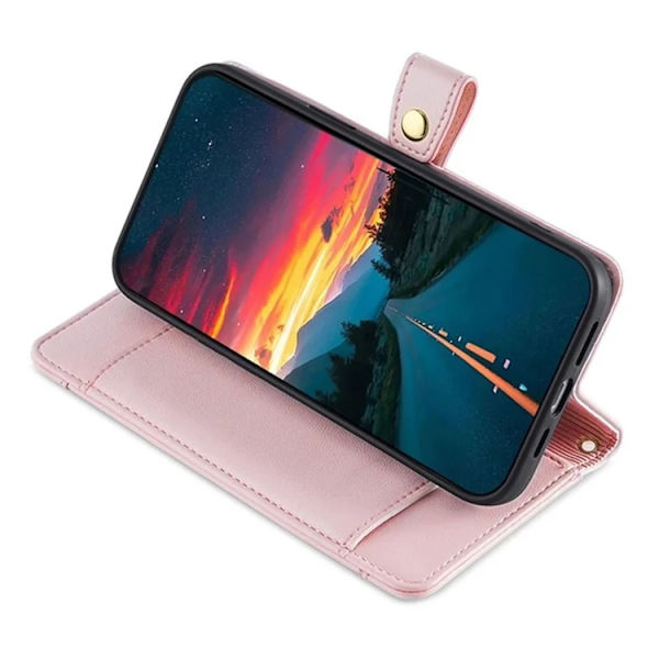 Galaxy S25 FE Konstläder Plånboksfodral med 2 Rem - Rosa Rosa