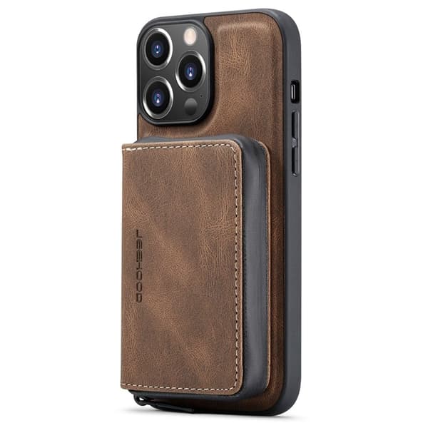 JEEHOOD Mobilskal till iPhone 14 Pro Shockproof KonstLäder Brun