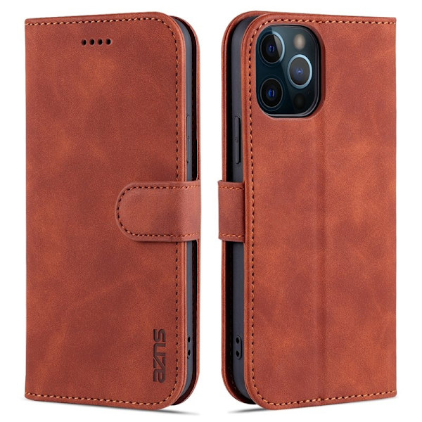 AZNS iPhone 12 Pro Max Plånboksfodral Konstläder - Brun
