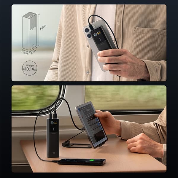 Cuktech Powerbank 10000mAh 150W USB-C USB-A - Sort Svart