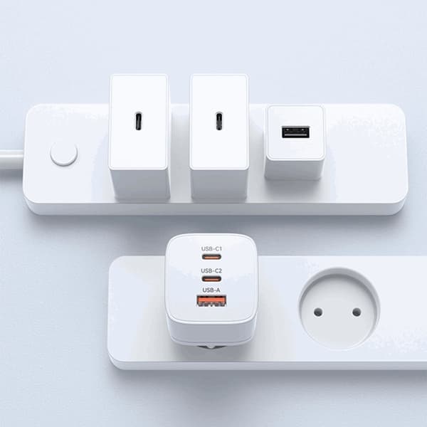 Wozinsky Väggladdare CGWCW 65W USB-A/2 x USB-C GaN - Vit Vit